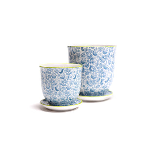 Liberte  Indoor plant pots with drainage 3 & 5 inch planter: Blue Leaves / 4.25"