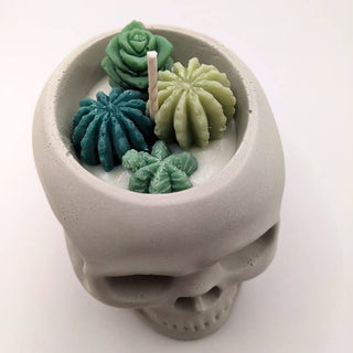 Skull Succulent Candle | Halloween Plant Skeleton Candle: Mountain Musk