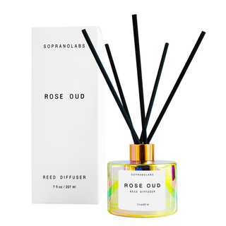 ROSE OUD Reed Diffuser. Luxury Home Scent.7 fl oz. Gift: Black reeds