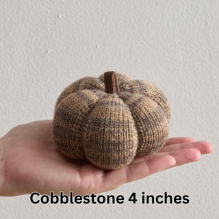 Cozy Knit Pumpkins, variegated yarns, unique autumn colors: 4 inch Sunset