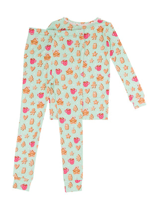 Girls Gingerbread Joy Bamboo Viscose Ruffle Long Sleeve Pajama Set