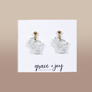 Neutral Floral Wisconsin Acrylic Earring, State earring