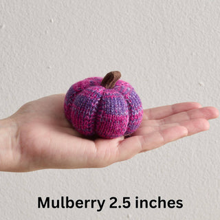 Cozy Knit Pumpkins, variegated yarns, unique autumn colors: 4 inch Sunset