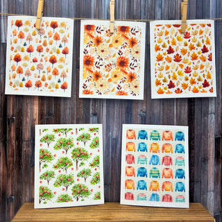 Fall Trees With Changing Leaves Swedish Dish Cloths