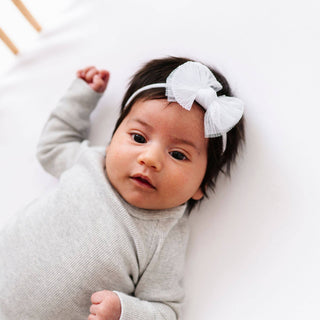 Baby Bling® Tulle Baby FAB® Skinny soft tulle bow headband: Pleated White