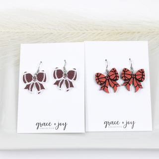 Football Earrings, Basketball Earrings, Sports Bow Earrings: Basketball