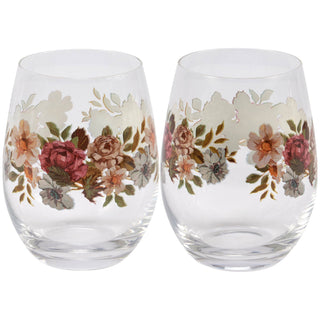 Moody Floral Wine Glass