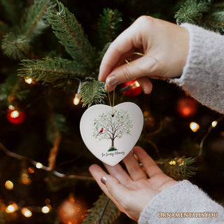 In Loving Memory of Mom and Dad Cardinal on a Tree Ornament: Version 1