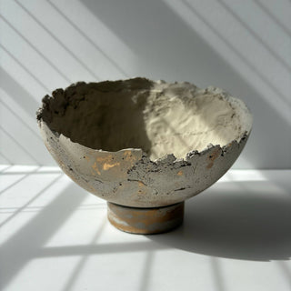 Half Moon Bowl Pot 7" | Decorative Bowl | Rough Concret Bowl: With hole