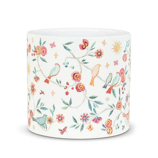 Large Tapestry Birds Planter-6"H