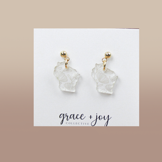 Neutral Floral Wisconsin Acrylic Earring, State earring