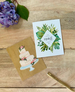 Perfect match engagement and wedding card