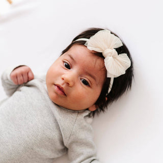 Baby Bling® Tulle Baby FAB® Skinny soft tulle bow headband: Pleated Blush
