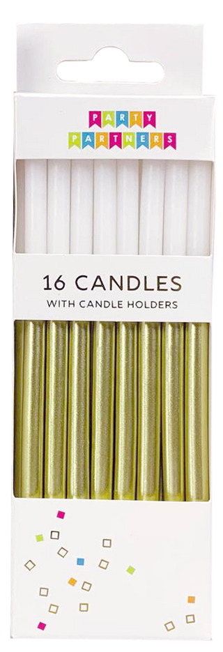 Gold Metallic Dip 16 Candle set