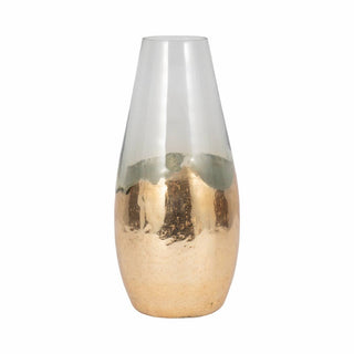 Clear 15 in. Glass Modern Gold-Dipped Vase