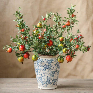 Big Fruit Faux Pomegranate Stem 32" Tall: Red / Five Stems