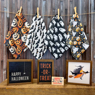 Halloween Scary Ghost Patterned Driftless Waffle Washcloths