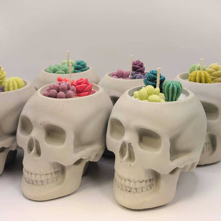 Skull Succulent Candle | Halloween Plant Skeleton Candle: Mountain Musk