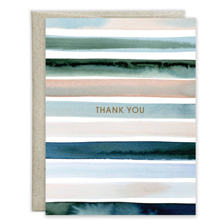 Boxed/Packaged Blank Note - Thank You Soft Blue Stripes: Box of 8