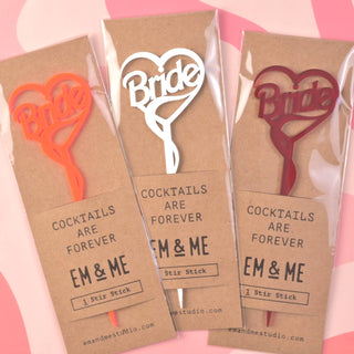 Cocktails are Forever Stir Stick, Bride: Opaque White