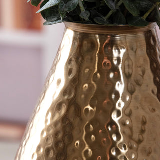 Hammered Ombre Bronze Aluminum Metal Vase 12in