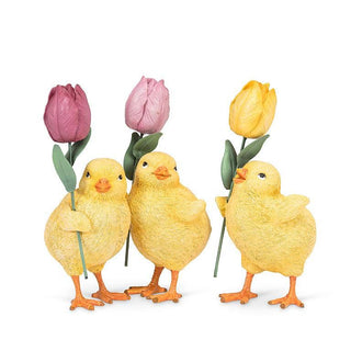 Standing Chick with Tulip-3 Assorted-5"H