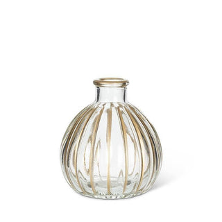 Small Ribbed Bud Vase with Gold Stripes