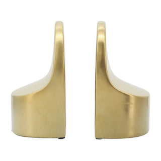 Bookends Set of 2 - Gold Ceramic Contemporary, 6 in.