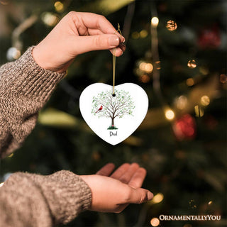 In Loving Memory of Mom and Dad Cardinal on a Tree Ornament: Version 1
