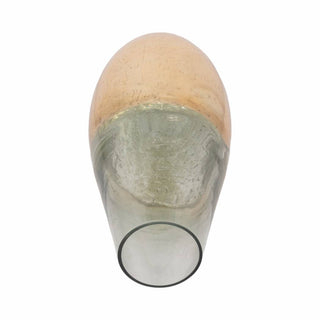 Clear 15 in. Glass Modern Gold-Dipped Vase