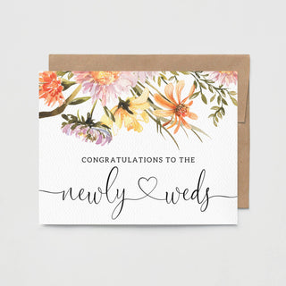 Congratulations to the Newlyweds | Wedding Card for Couple: Natural White Envelopes / Clear Protective Sleeves
