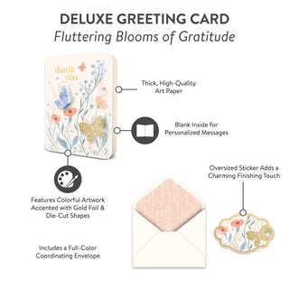 Fluttering Blooms of Gratitude Deluxe Greeting Card