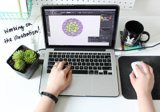 Succulent Plant Illustrated Post Earrings