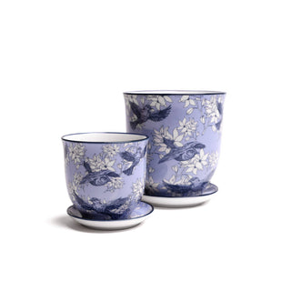 Liberte  Indoor plant pots with drainage 3 & 5 inch planter: Blue Leaves / 4.25"