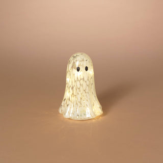 Lighted Glass Halloween Ghost with Timer 6.3"H