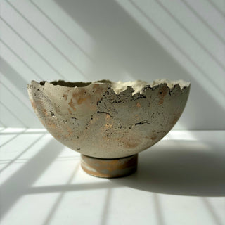 Half Moon Bowl Pot 7" | Decorative Bowl | Rough Concret Bowl: With hole