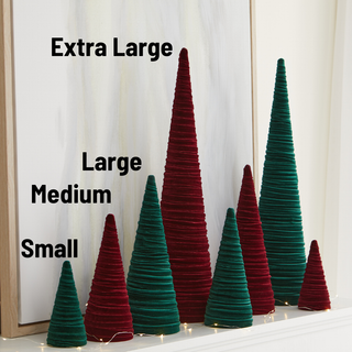 Cones Velvet Small, Elegant Bookshelf Tree Decor, Mantel: Gold