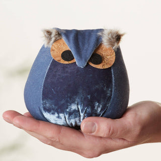Whimsical velvet owls, charming owl enthusiastic, nature: Teal Owl