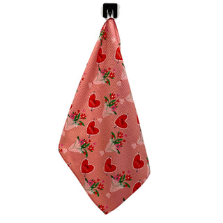 Be My Valentine Flowers Waffle Weave Towels - Home Decor
