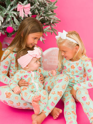 Girls Gingerbread Joy Bamboo Viscose Ruffle Long Sleeve Pajama Set