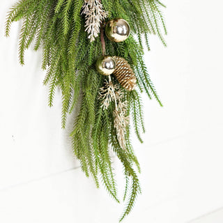 510022- 28inLx17inW Teardrop-Golden Holiday Norfolk Pine-