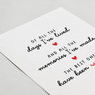 Anniversary Card, Romantic Birthday, Love Card: Red Envelopes / Clear Protective Sleeves