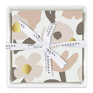 Ceramic Napkin Tray + Napkin - Blush Flowers: Material