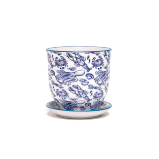Liberte  Indoor plant pots with drainage 3 & 5 inch planter: Blue Leaves / 4.25"
