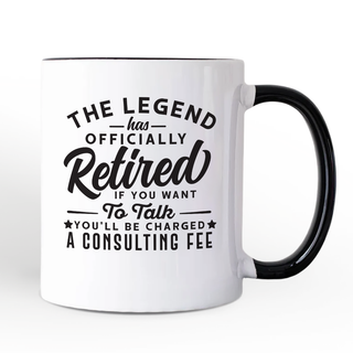 Retirement Consulting Fee Personalized Mug, Funny Officially Retired Gift with Custom Name: White - Black / Non-Custom