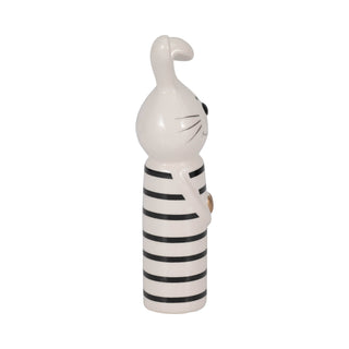 Ceramic Lines Bunny with Gold Heart Figurine - Black, 7 in.