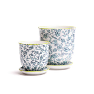 Liberte  Indoor plant pots with drainage 3 & 5 inch planter: Blue Leaves / 4.25"