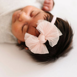 Baby Bling® Tulle Baby FAB® Skinny soft tulle bow headband: Pleated Blush