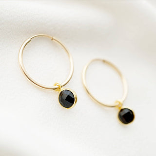 Quartz 14K Gold Fill Hoop Earrings (Valais): Moonstone