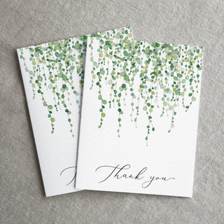 Thank You Greenery Greeting Card, Plant thanks, botanical: Mint Green Envelopes / Clear Protective Sleeves